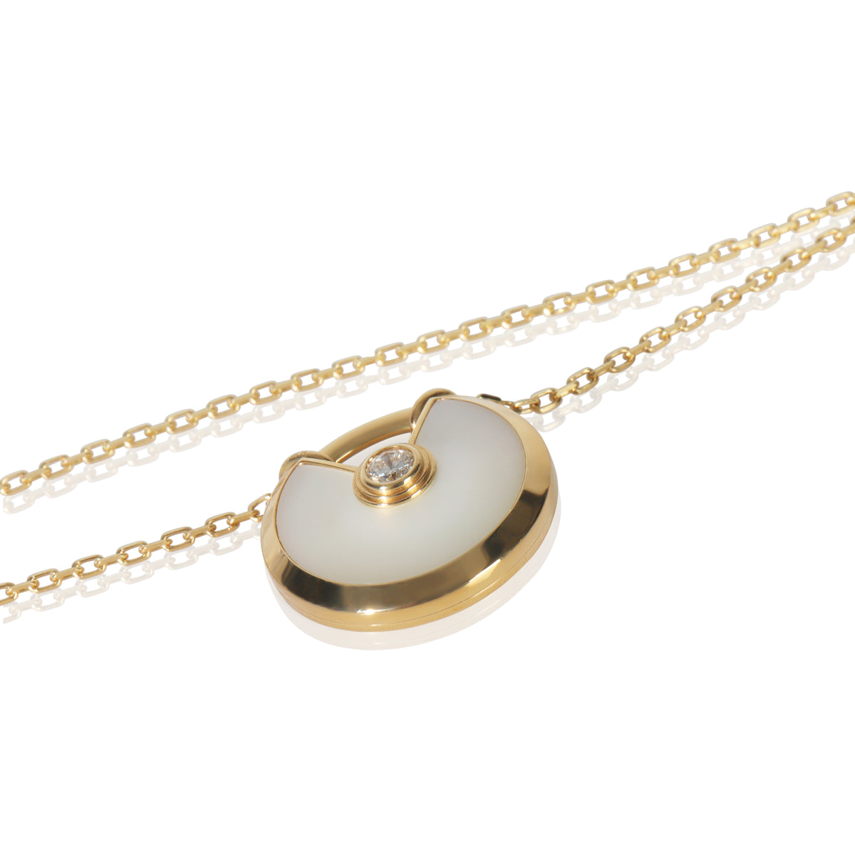 Yellow Gold Mother Of Pearl and Diamond Amulette de Cartier Necklace