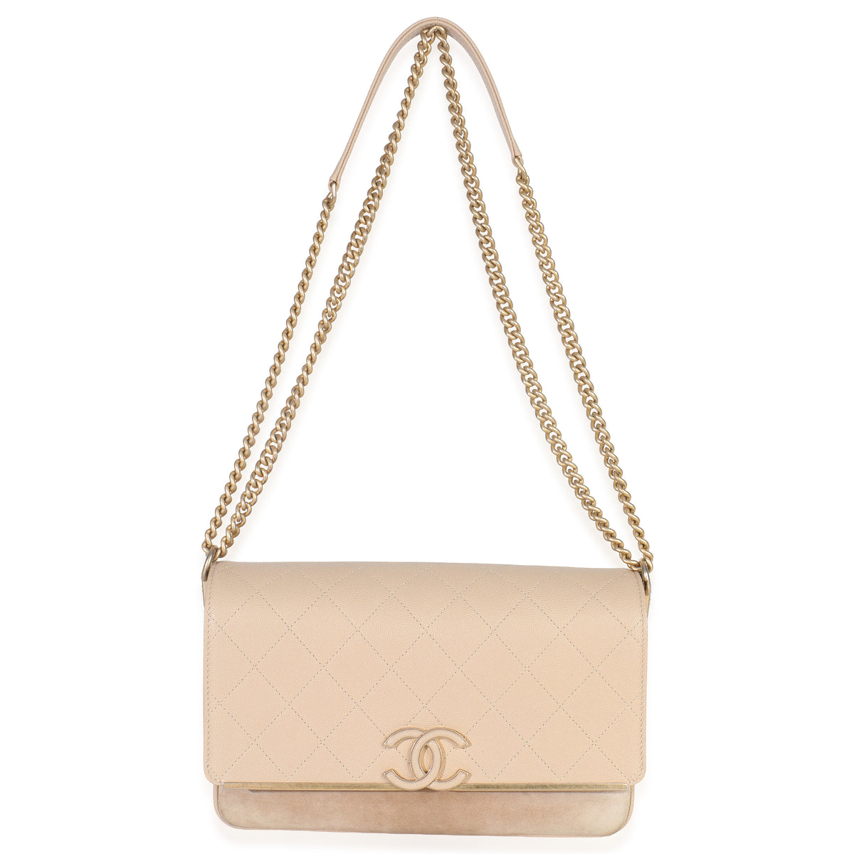 Chanel Beige Quilted Caviar Suede Lady Coco Chain Flap Bag Handbag av