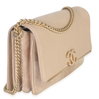 Chanel Beige Quilted Caviar Suede Lady Coco Chain Flap Bag Handbag pv