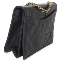 Vintage Black Quilted Lambskin CC Chain Flap Bag