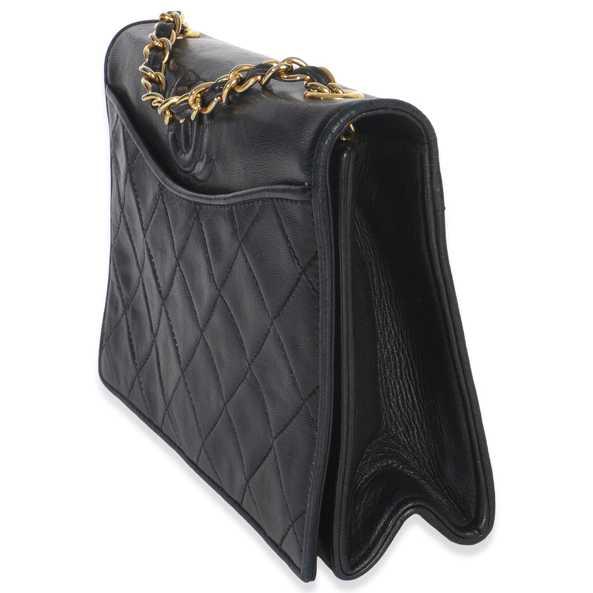 Vintage Black Quilted Lambskin CC Chain Flap Bag