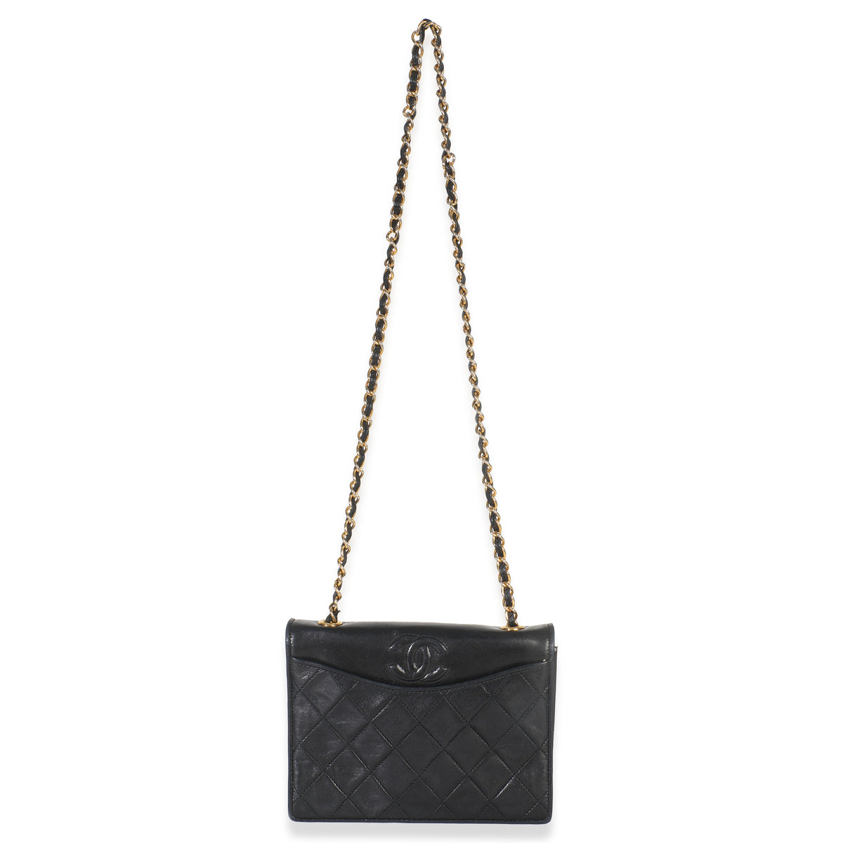 Vintage Black Quilted Lambskin CC Chain Flap Bag