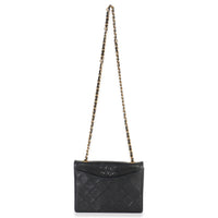 Vintage Black Quilted Lambskin CC Chain Flap Bag