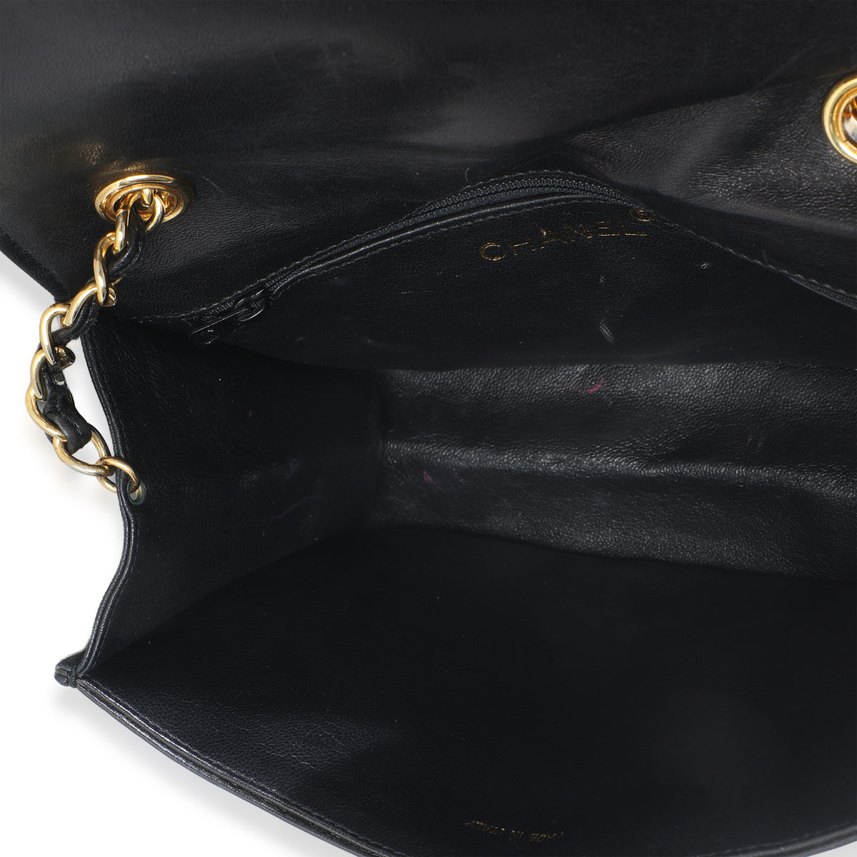 Vintage Black Quilted Lambskin CC Chain Flap Bag