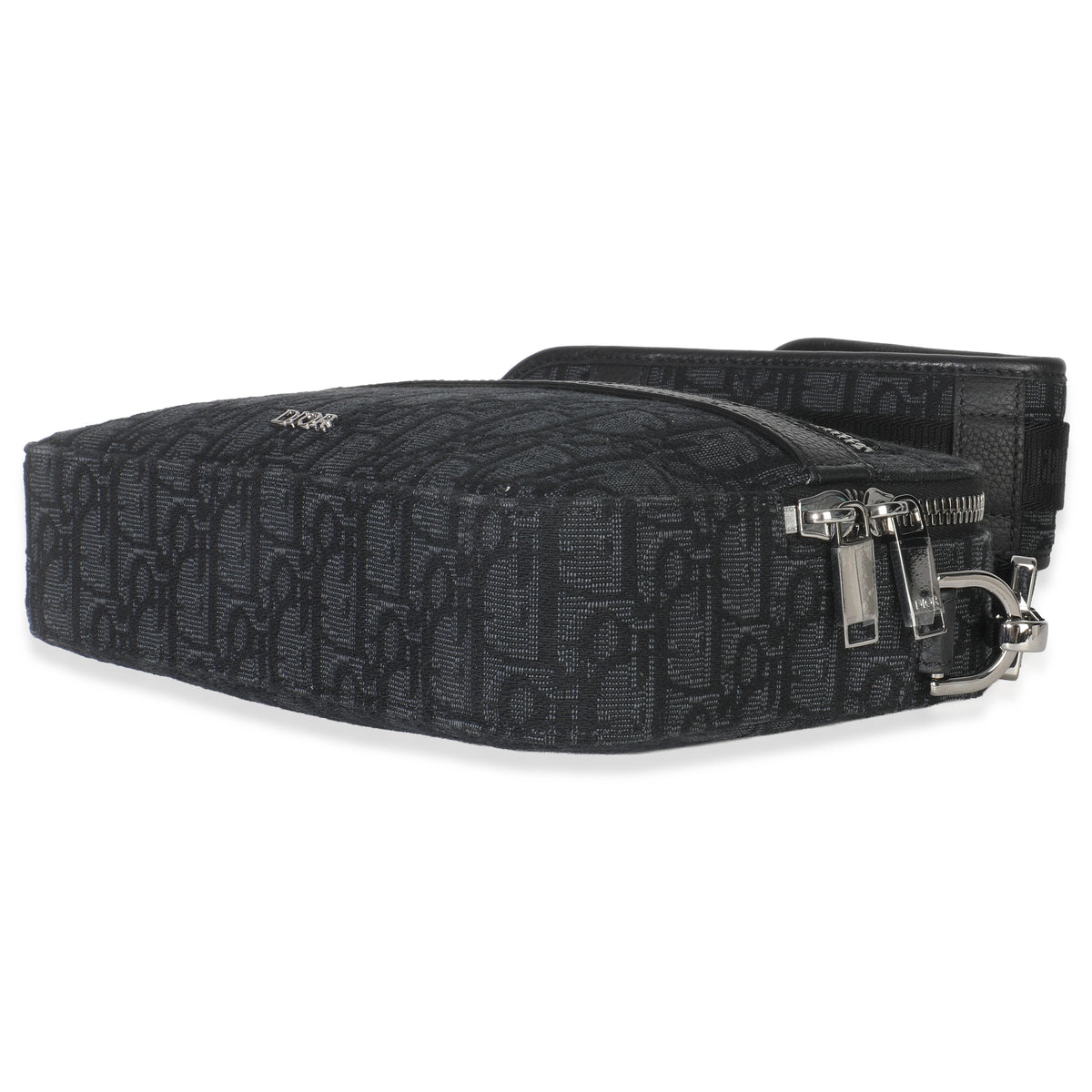 Christian Dior Black Oblique Jacquard Safari Messenger Handbag clasp