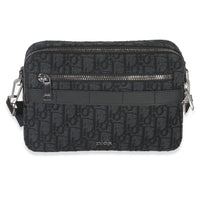 Christian Dior Black Oblique Jacquard Safari Messenger Handbag fv