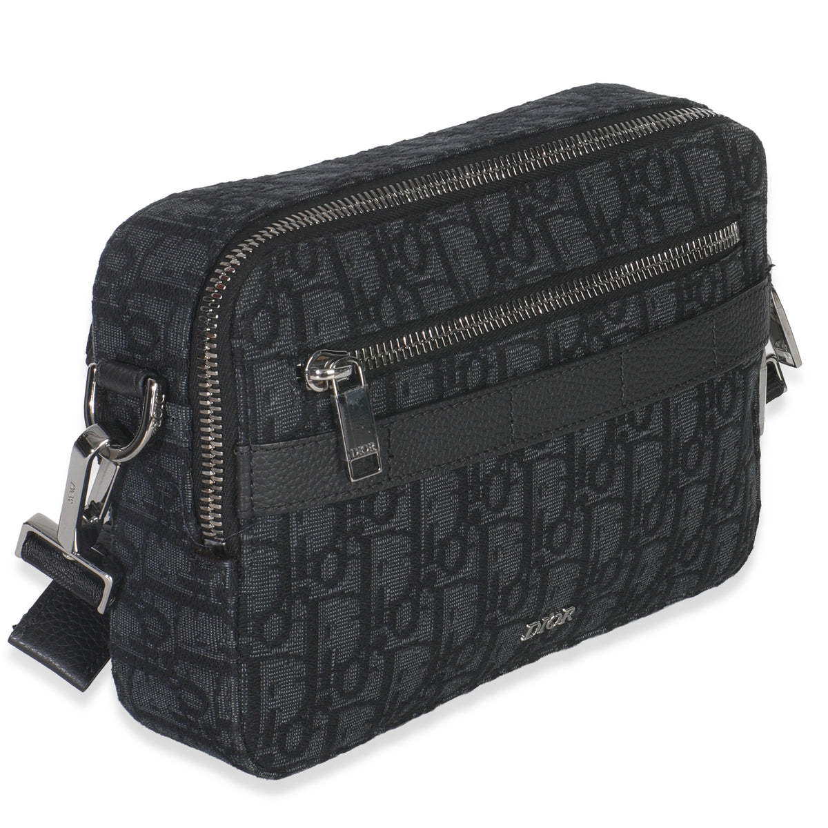 Christian Dior Black Oblique Jacquard Safari Messenger Handbag pv