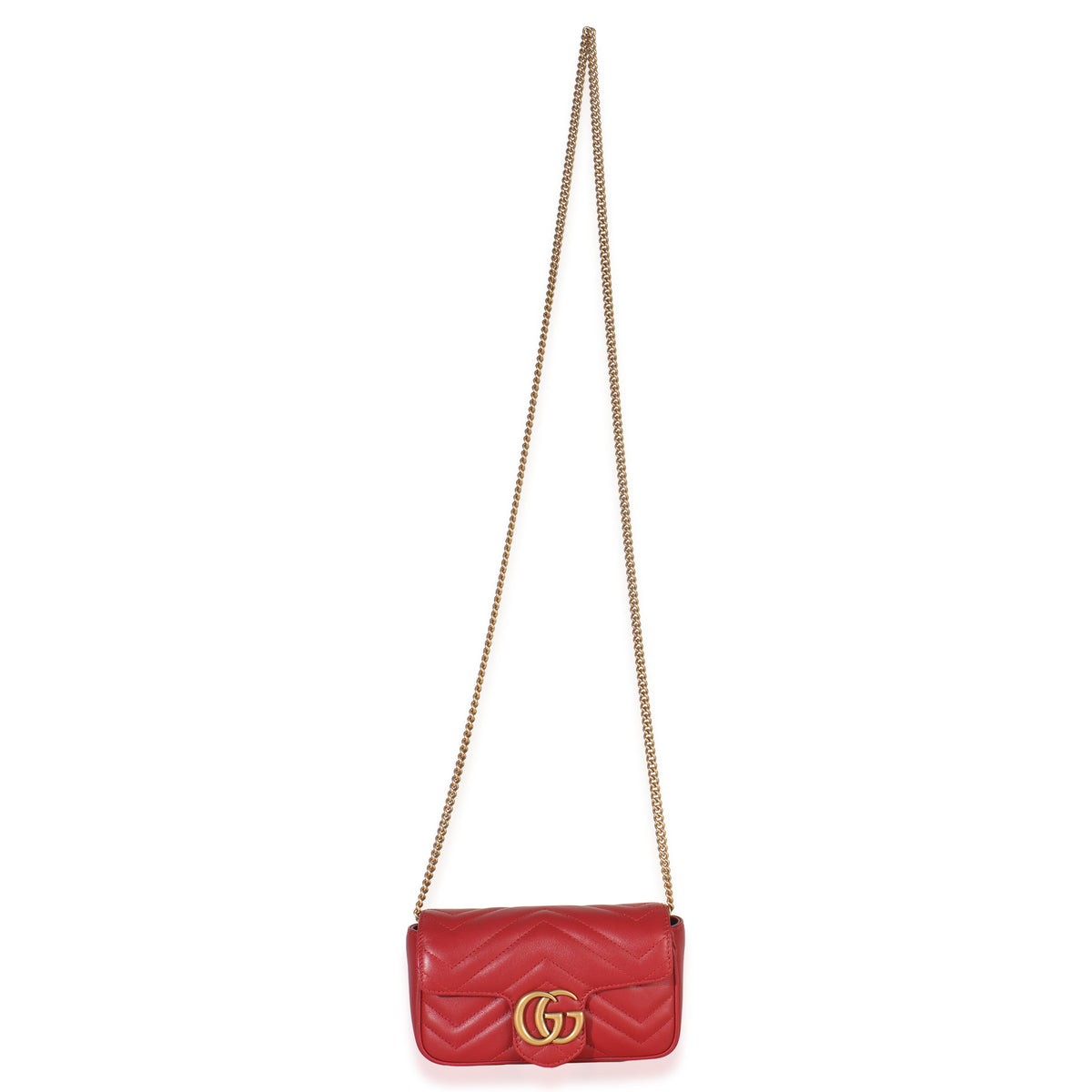 Red Matelasse Calfskin Super Mini GG Marmont Bag
