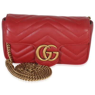 Red Matelasse Calfskin Super Mini GG Marmont Bag