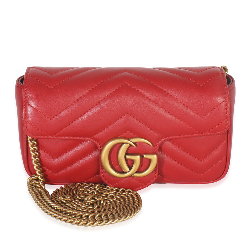 Red Matelasse Calfskin Super Mini GG Marmont Bag