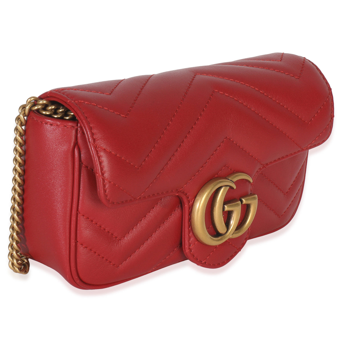 Red Matelasse Calfskin Super Mini GG Marmont Bag