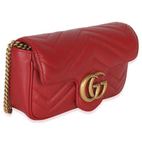 Red Matelasse Calfskin Super Mini GG Marmont Bag