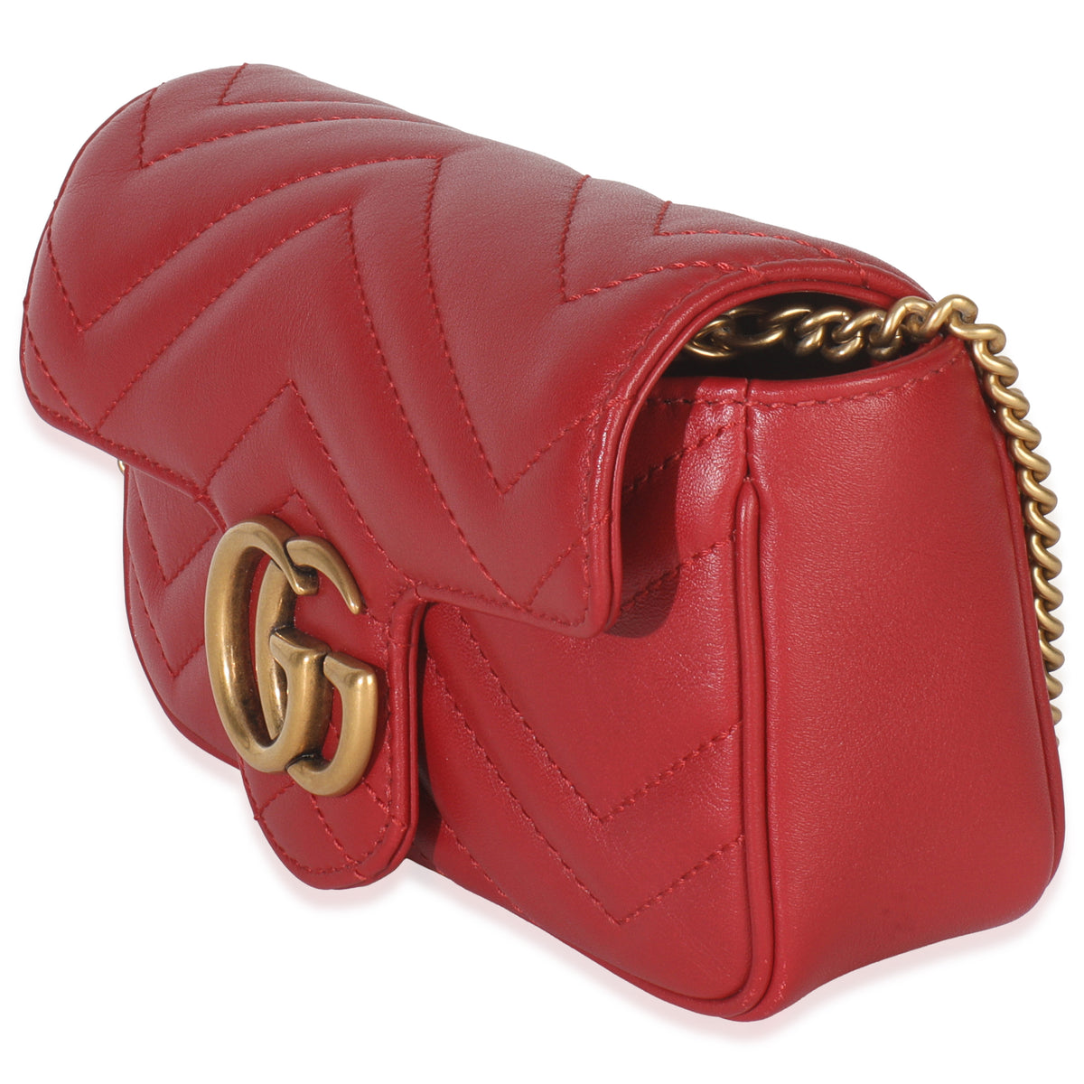 Red Matelasse Calfskin Super Mini GG Marmont Bag