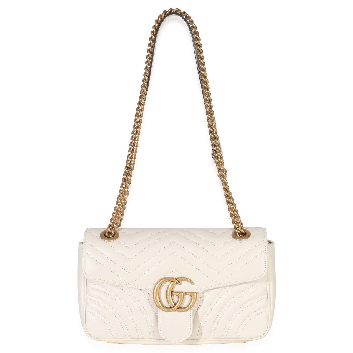 White Calfskin Matelasse Medium GG Marmont Shoulder Bag