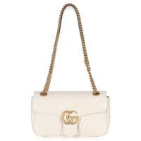 White Calfskin Matelasse Medium GG Marmont Shoulder Bag