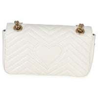 White Calfskin Matelasse Medium GG Marmont Shoulder Bag