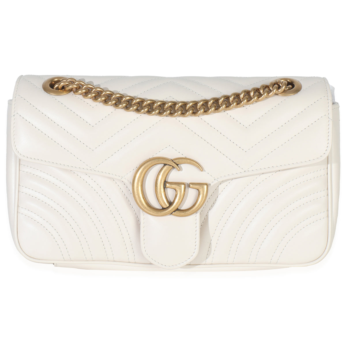 White Calfskin Matelasse Medium GG Marmont Shoulder Bag