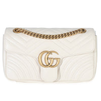 White Calfskin Matelasse Medium GG Marmont Shoulder Bag