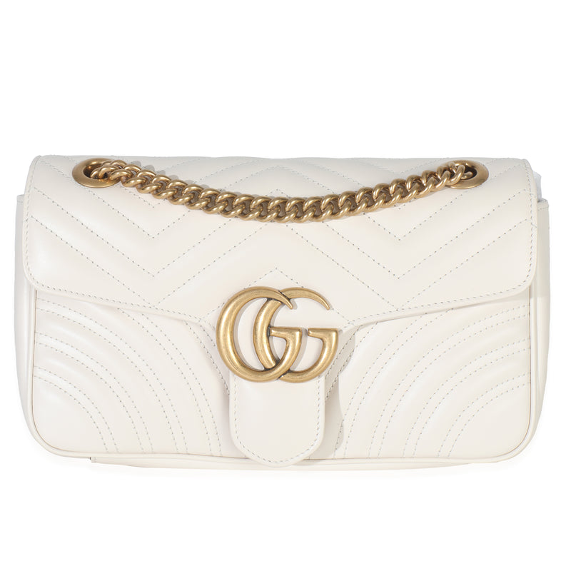White Calfskin Matelasse Medium GG Marmont Shoulder Bag
