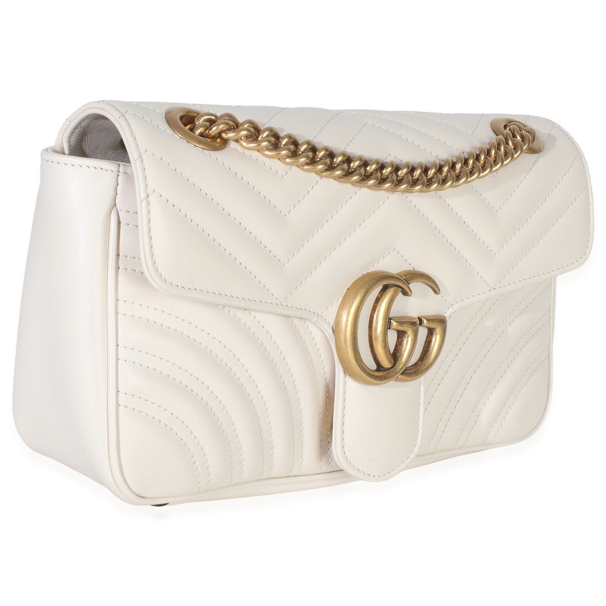 White Calfskin Matelasse Medium GG Marmont Shoulder Bag
