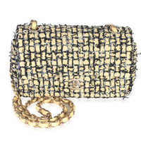 22P Black Yellow Tweed Mini Rectangular Flap Bag