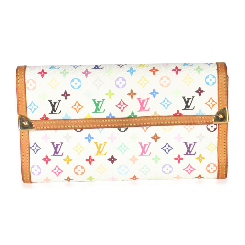 White Multicolor Canvas International Wallet