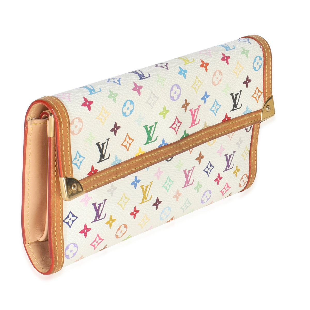 White Multicolor Canvas International Wallet