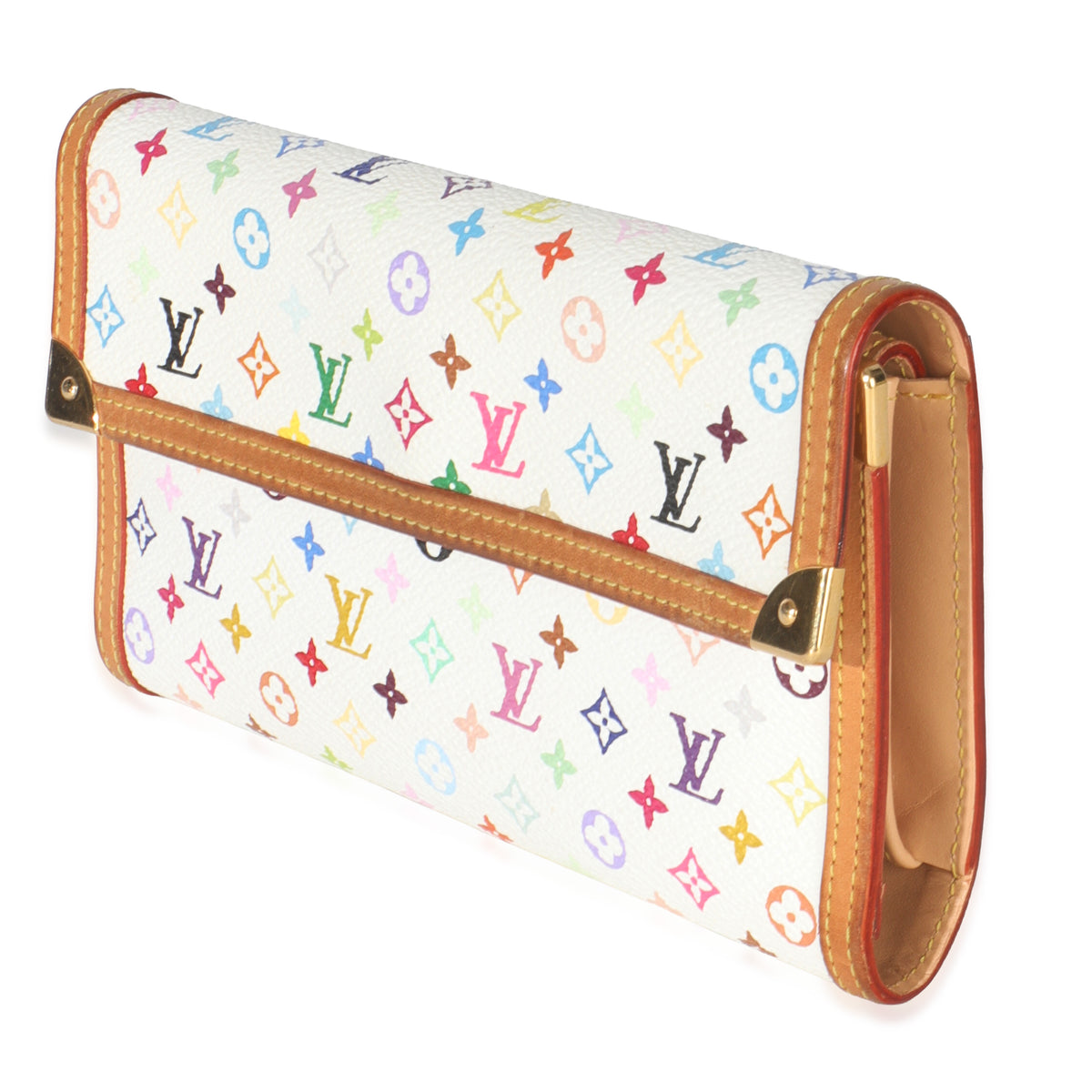 White Multicolor Canvas International Wallet