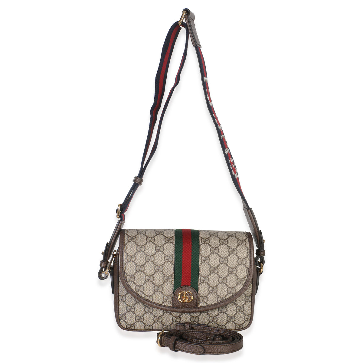 Beige GG Supreme Canvas Textured Dollar Calfskin Web Studded Mini Ophidia