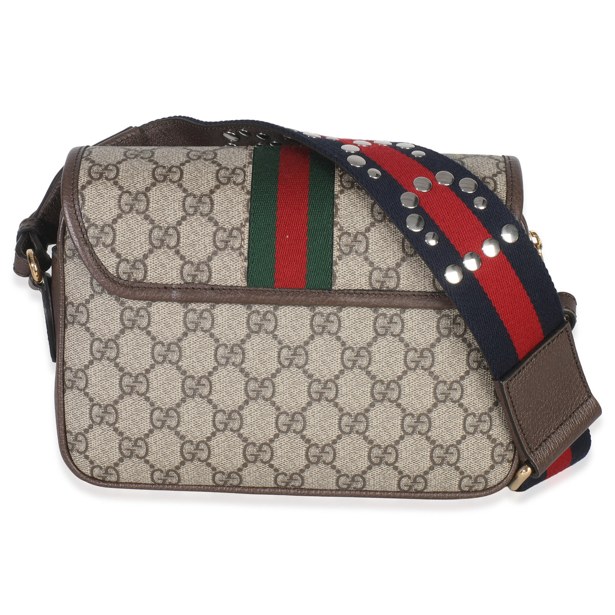 Beige GG Supreme Canvas Textured Dollar Calfskin Web Studded Mini Ophidia