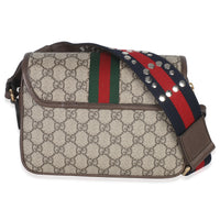 Beige GG Supreme Canvas Textured Dollar Calfskin Web Studded Mini Ophidia