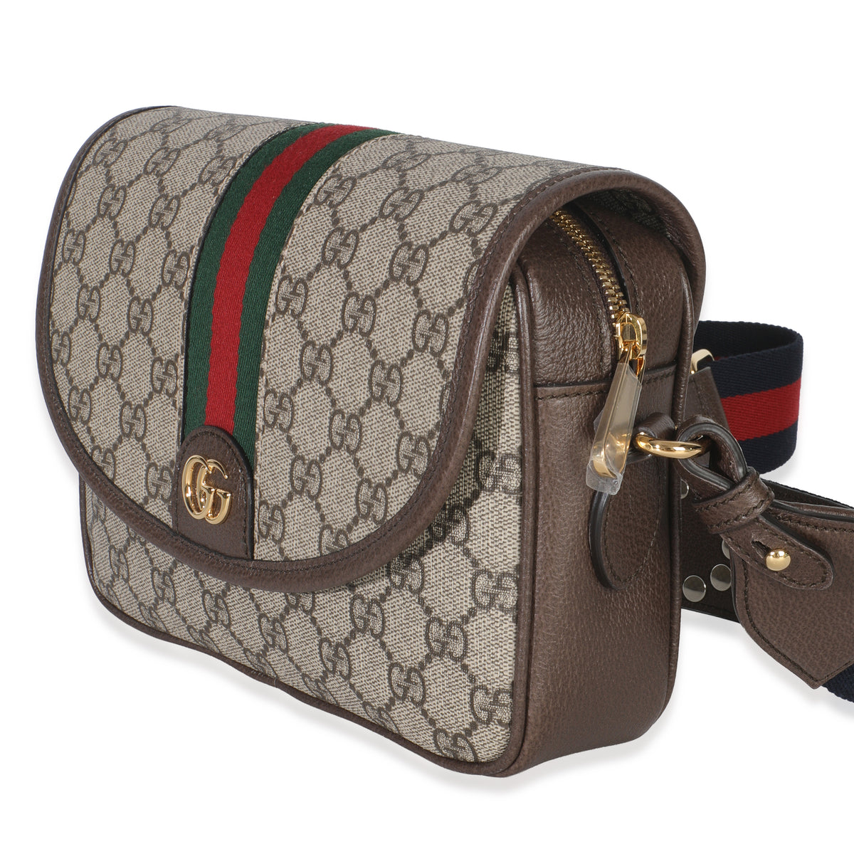 Beige GG Supreme Canvas Textured Dollar Calfskin Web Studded Mini Ophidia