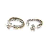 Yellow Gold & Sterling Silver  Crossover Hoop Earrings