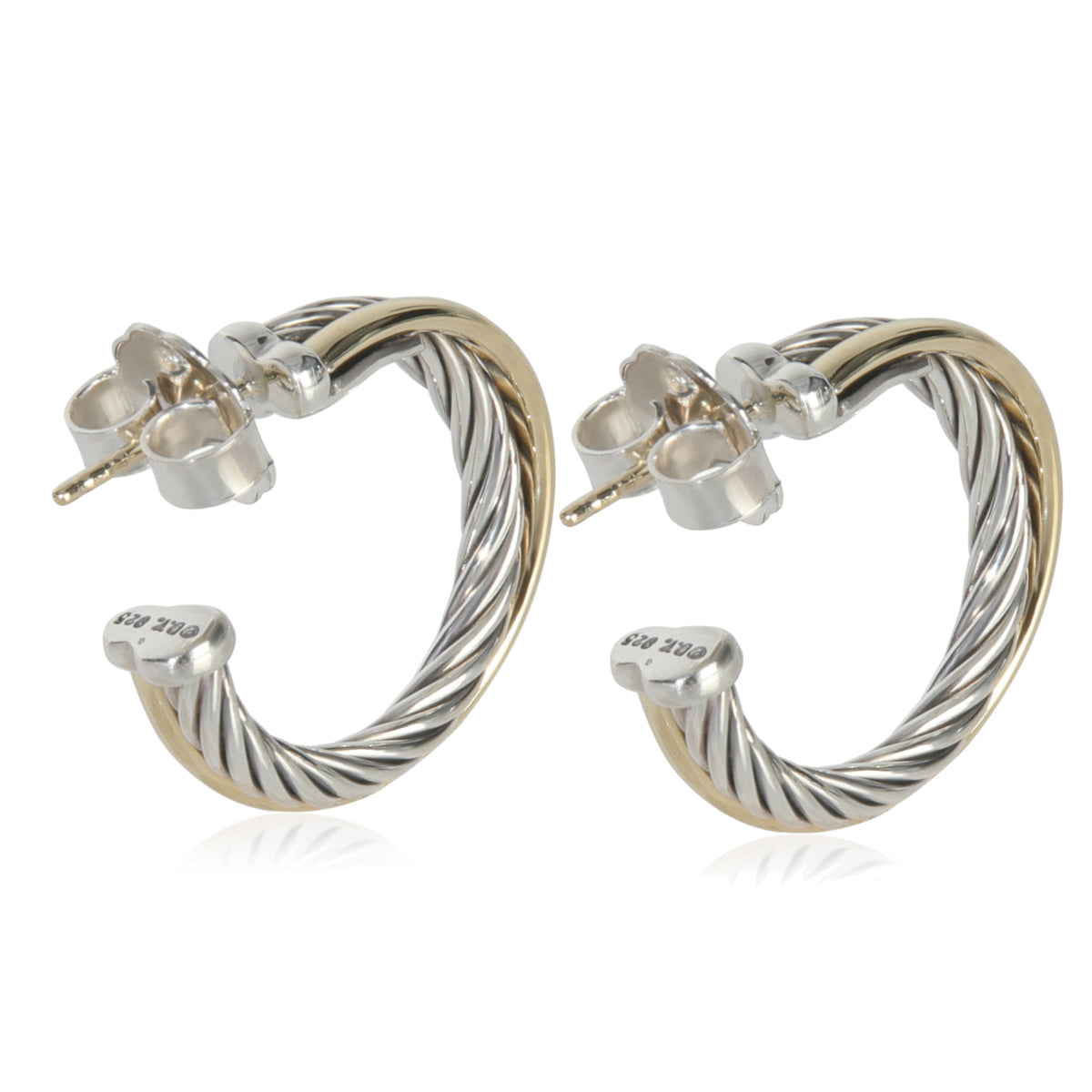 Yellow Gold & Sterling Silver  Crossover Hoop Earrings