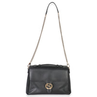 Gucci Black Pebbled Calfskin Medium Interlocking G Flap Bag Handbag av