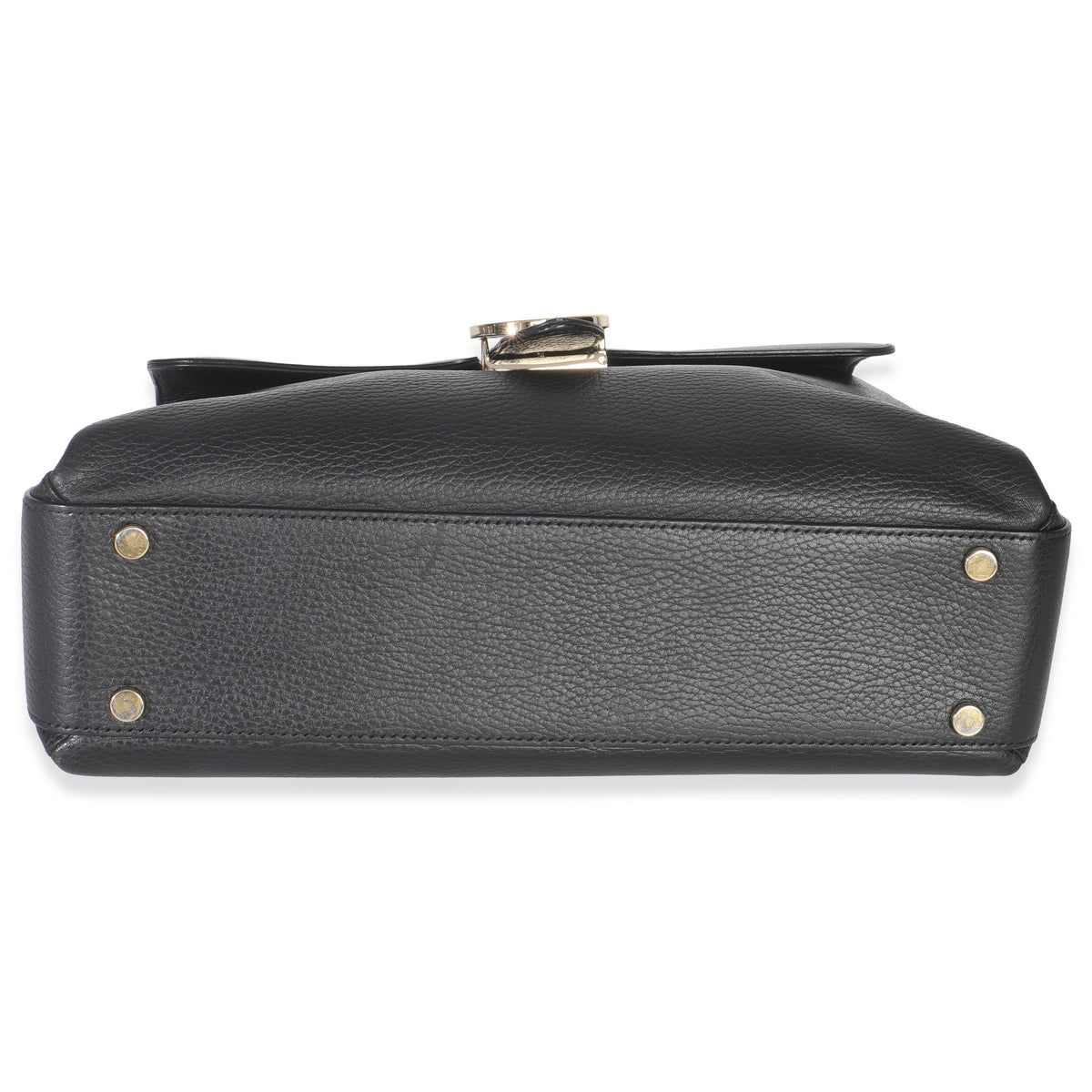 Gucci Black Pebbled Calfskin Medium Interlocking G Flap Bag Handbag stamp