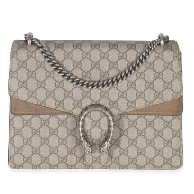 Taupe Beige GG Supreme Canvas Medium Dionysus Bag