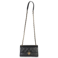 Black Quilted Lambskin Small Diamond Lock Flap Bag