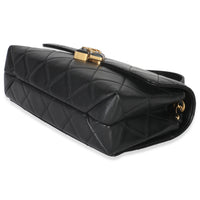 Black Quilted Lambskin Small Diamond Lock Flap Bag