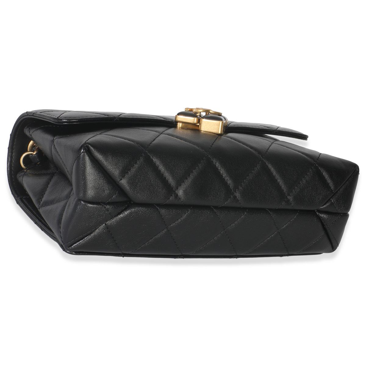 Black Quilted Lambskin Small Diamond Lock Flap Bag