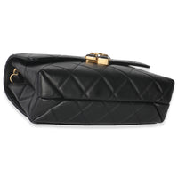 Black Quilted Lambskin Small Diamond Lock Flap Bag