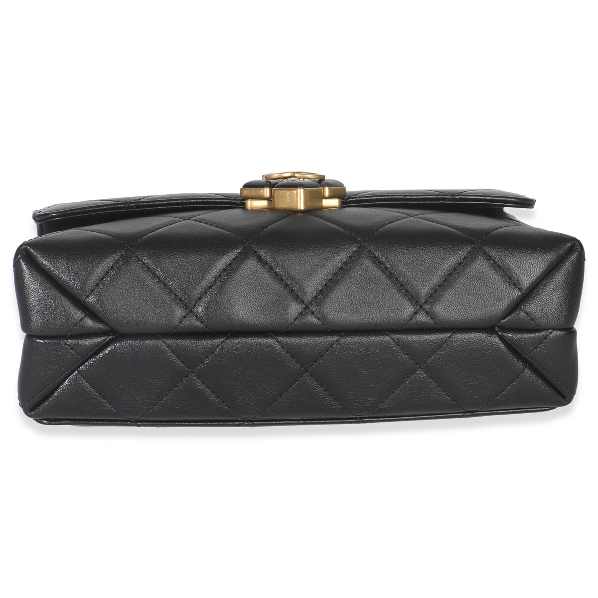Black Quilted Lambskin Small Diamond Lock Flap Bag