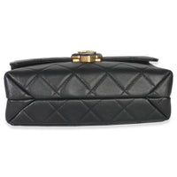 Black Quilted Lambskin Small Diamond Lock Flap Bag