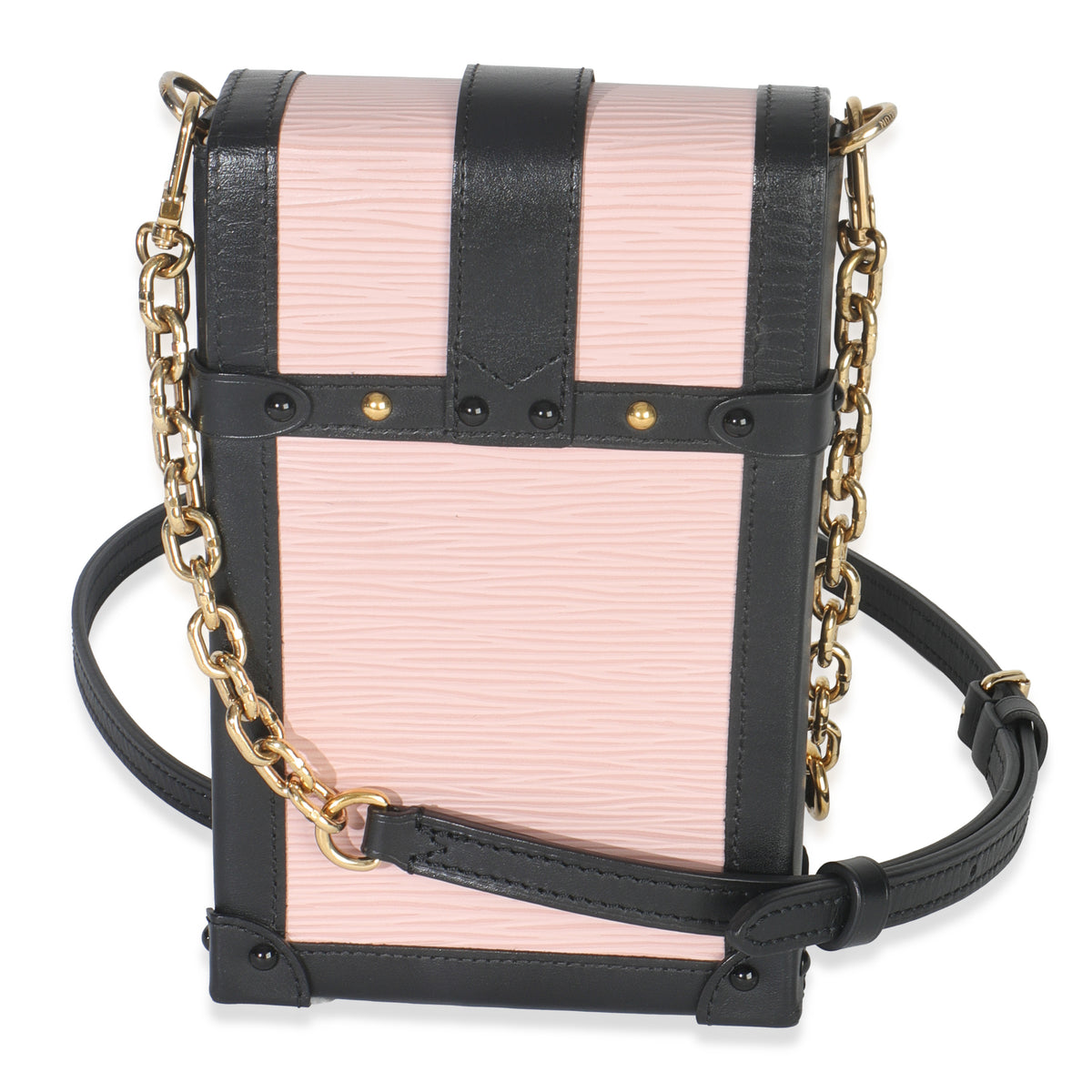 Louis Vuitton Rose Ballerine Black Epi Vertical Trunk Pochette Handbag bv