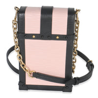 Louis Vuitton Rose Ballerine Black Epi Vertical Trunk Pochette Handbag bv
