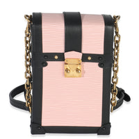 Louis Vuitton Rose Ballerine Black Epi Vertical Trunk Pochette Handbag fv