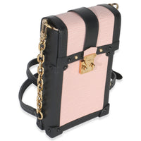 Louis Vuitton Rose Ballerine Black Epi Vertical Trunk Pochette Handbag pv