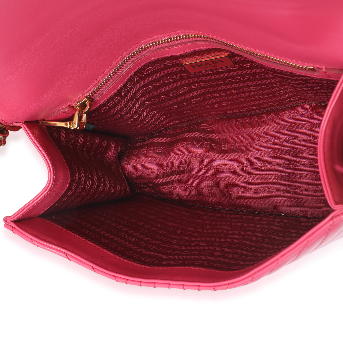 Prada Pink Calfskin Turn Lock Chain Flap Bag Handbag ad1