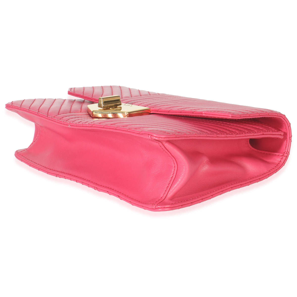 Prada Pink Calfskin Turn Lock Chain Flap Bag Handbag box