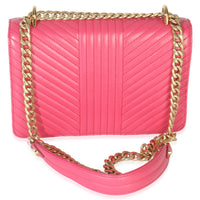 Prada Pink Calfskin Turn Lock Chain Flap Bag Handbag bv